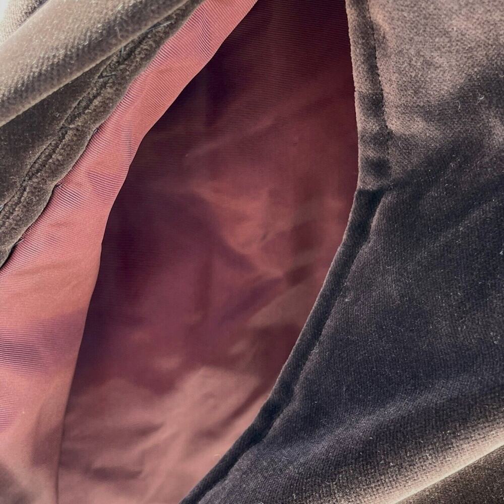 Vintage 50s 60s Chocolate Brown Velvet Cape Gold Tone Buttons Lined OSFM Fall - Picture 6 of 10